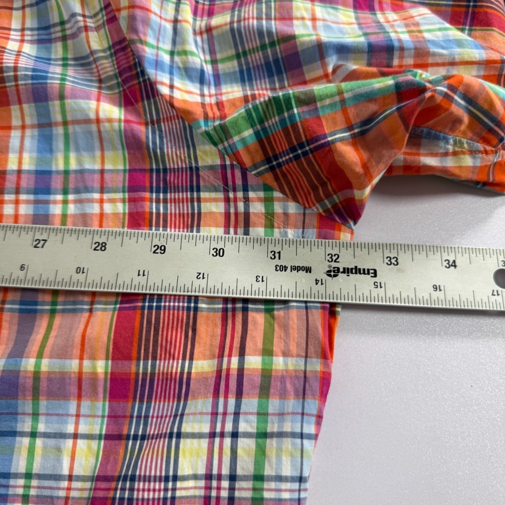 Ralph Lauren Shirt Mens 3XLT Tall Orange Blue Button Down Oxford Plaid Pony - Picture 8 of 11